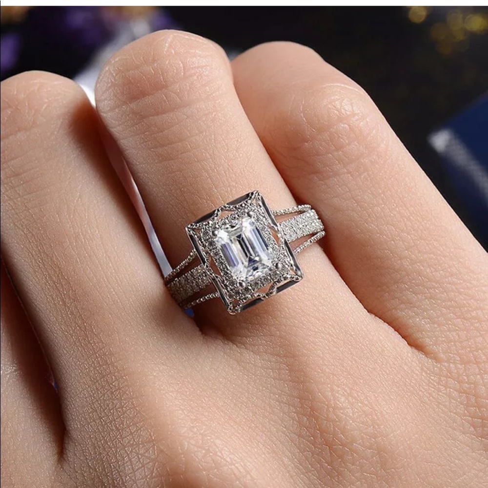princess engagement wedding anniversary ring SZ 7 - Picture 4 of 5
